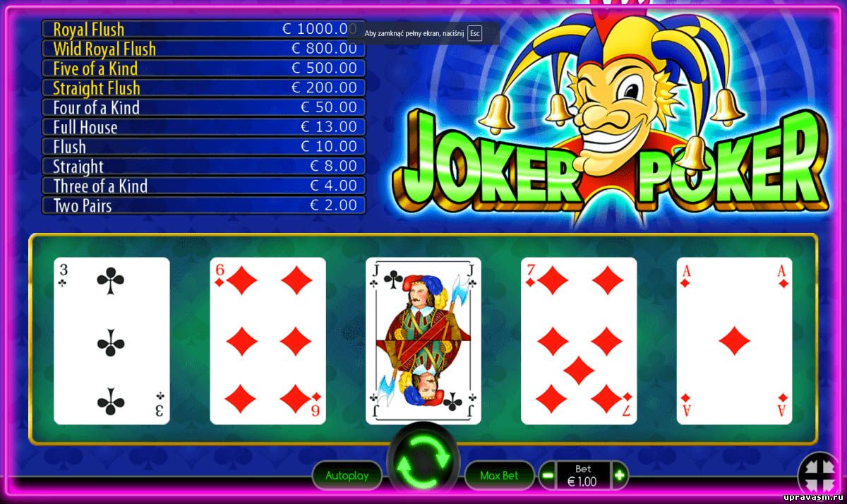 Правила и особенности видео покера Joker Poker в казино